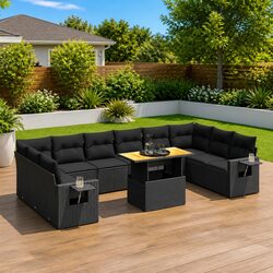 Comfortable 11 Piece Black Garden Sofa Set for Outdoor Enjoyment