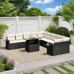 Versatile 11 Piece Garden Sofa Set, Black PE Rattan