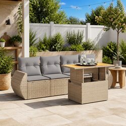 Versatile 5 Piece Garden Sofa Set in Beige with Cushions