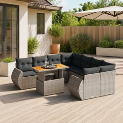 Comfortable 9-Piece Garden Sofa Set with Cushions