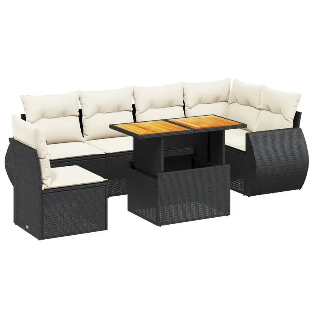 7 Piece Garden Sofa Set Outdoor Furniture Patio Lounge with Cushions Black