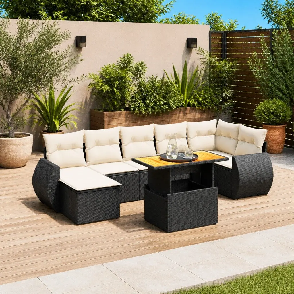 Garden Sofa Set Outdoor Furniture 8 Piece Patio Seating Black