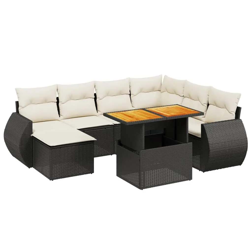 8 Piece Garden Sofa Set Outdoor Furniture Modular Seating Black