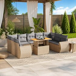 Comfortable 10-Piece Garden Sofa Set in Beige