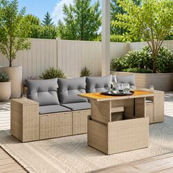 Comfortable 5 Piece Outdoor Sofa Set with Adjustable Table