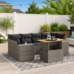 Comfortable 7 Piece Grey Sofa Set for Outdoor Relaxation