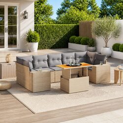 Comfortable Beige 8-Piece Outdoor Sofa Set with Cushions