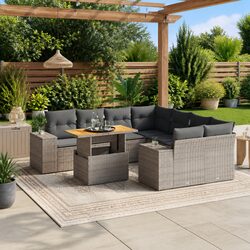 Comfortable and Practical Grey Garden Sofa Set