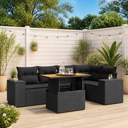 Comfortable 6-Piece Black Garden Sofa Set for Relaxation