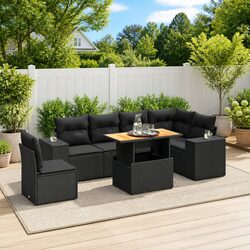 7-Piece Black Rattan Sofa Set: Comfort Meets Quality
