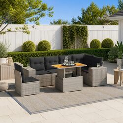 Comfortable 7 Piece Grey Outdoor Sofa Set with Value