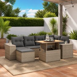Reliable 7 Piece Grey Garden Sofa Set for Outdoor Relaxation