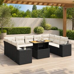 Comfort and Value: 10-Piece Garden Sofa Set in Black Rattan