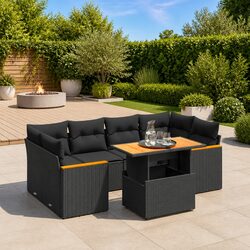 Comfort and Value: 7-Piece Black Garden Sofa Set