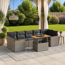 Reliable 8-Piece Outdoor Sofa Set with Cushions in Grey