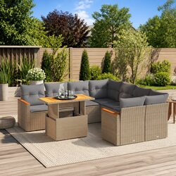 Comfortable & Stylish 9 Piece Beige Patio Sofa Set