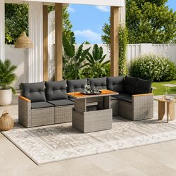 Reliable 7 Piece Grey Garden Sofa Set for Comfort