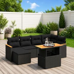Comfortable 7 Piece Garden Sofa Set with Washable Covers