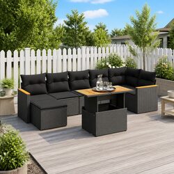 Comfortable 8-Piece Outdoor Sofa Set in Black