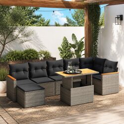 Comfortable 8-Piece Grey Sofa Set for Outdoor Enjoyment