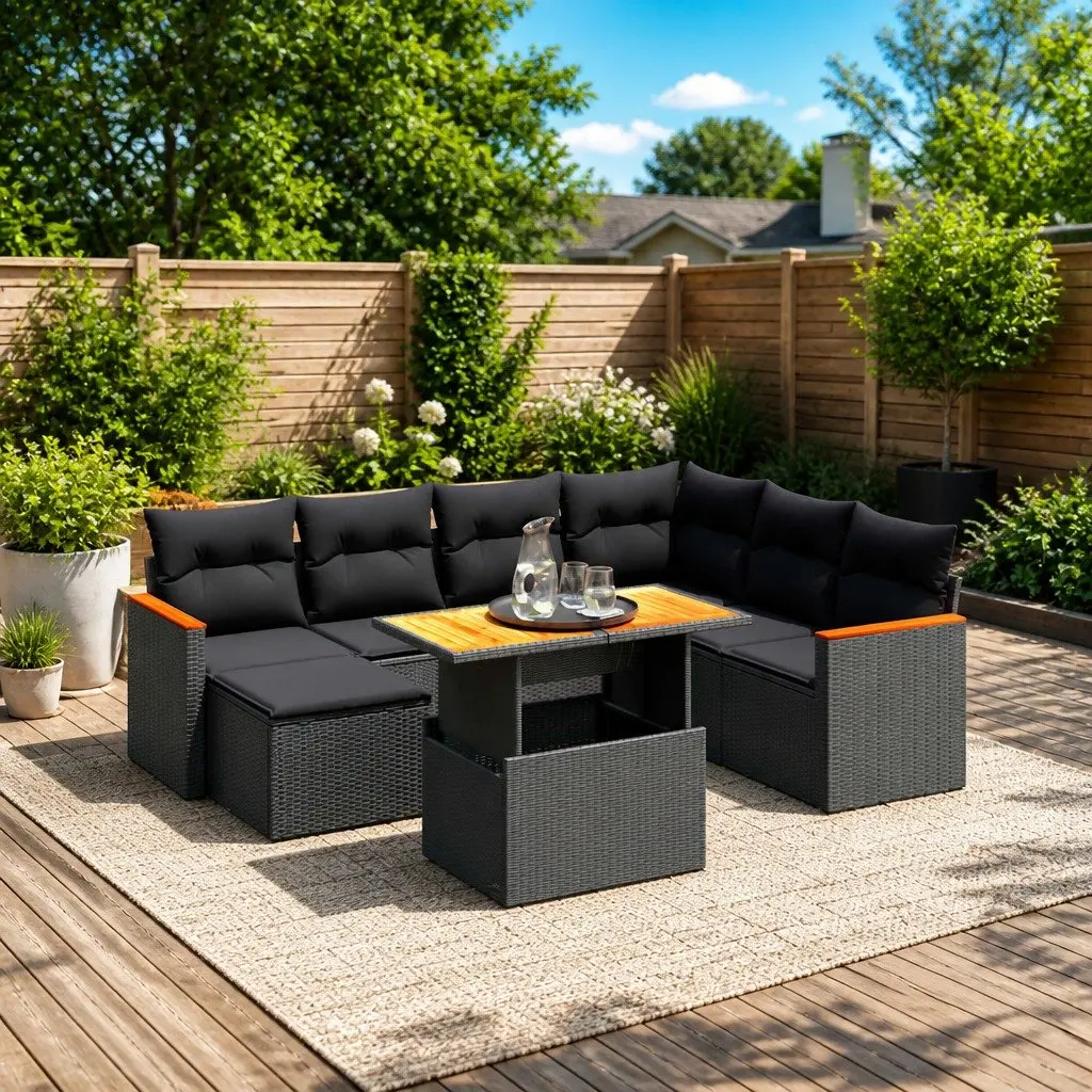 8-Piece Garden Sofa Set with Washable Covers