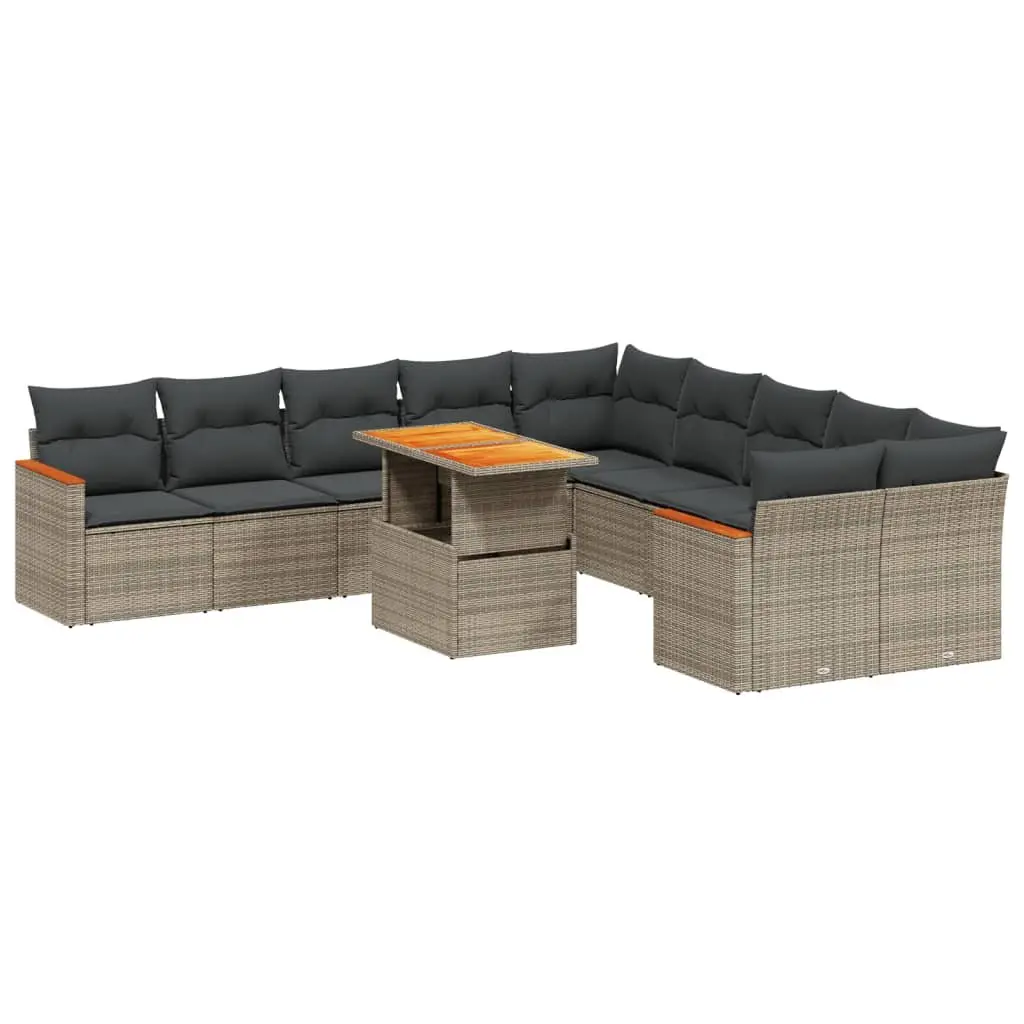 Garden Sofa Set 11 Pieces Outdoor Furniture Modular Grey Patio Seating