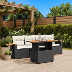 Comfortable and Practical 5 Piece Black Rattan Sofa Set