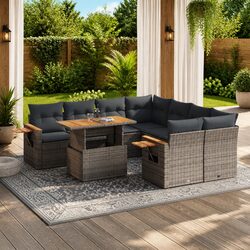 9-Piece Grey Outdoor Sofa Set: Practical and Reliable