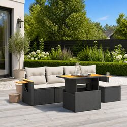 Warm and Inviting 6 Piece Garden Sofa Set in Black