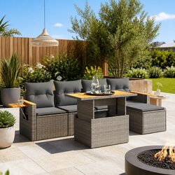 Practical and Comfortable Grey 6 Piece Garden Sofa Set