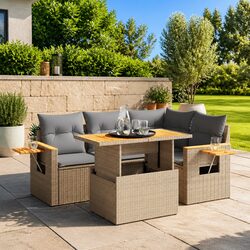Cozy 5 Piece Beige Outdoor Sofa Set, Perfect for Relaxation