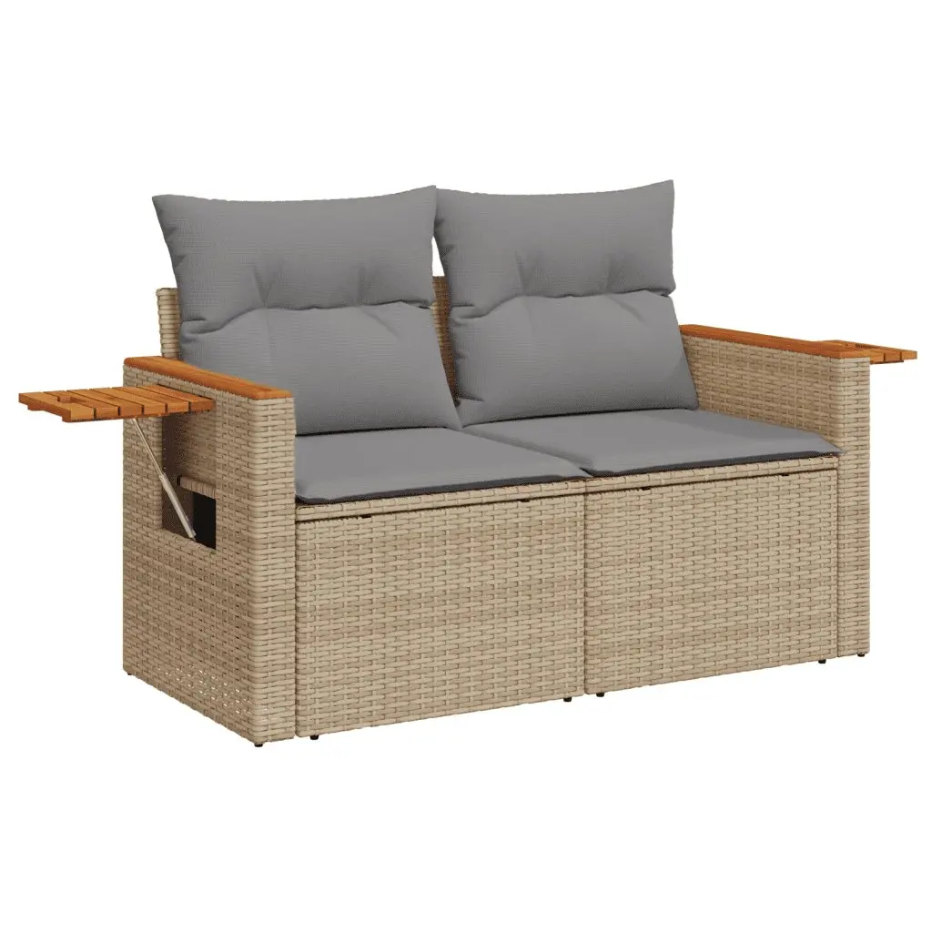 Garden Sofa Set 6 Piece Outdoor Furniture Beige Modular PE Rattan Patio Lounge