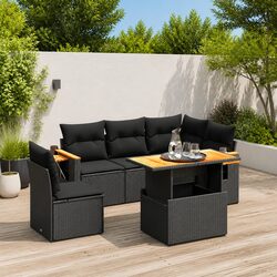 Stylish Black Garden Sofa Set - 6 Pieces for Relaxation