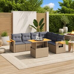 Comfort and Quality: 7 Piece Garden Sofa Set in Beige
