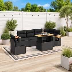 Comfort and Value in 7-Piece Black Rattan Sofa Set
