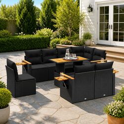 Comfortable 9 Piece Garden Sofa Set for Outdoor Use