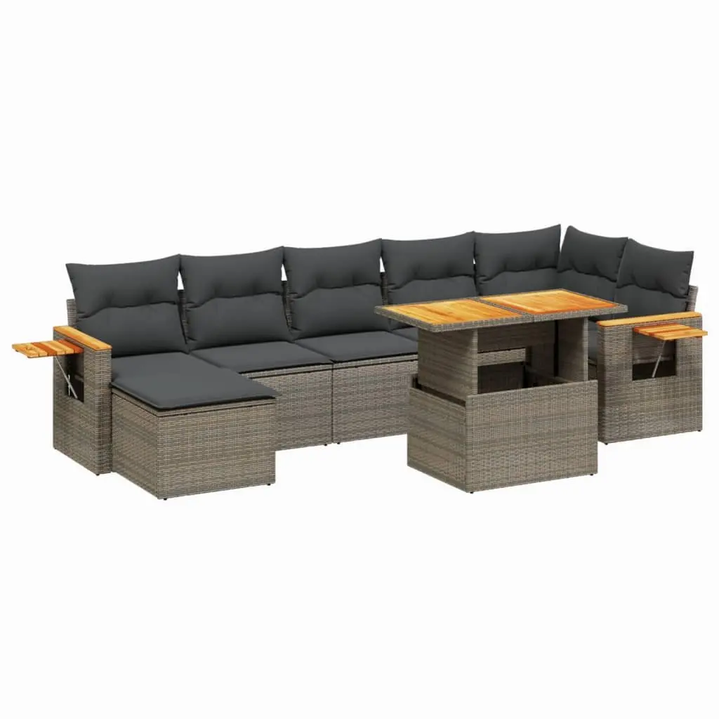 Garden Sofa Set 8 Piece Outdoor Furniture Patio Seating Grey Poly Rattan Modular
