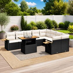 Comfortable 10-Piece Garden Sofa Set in Black