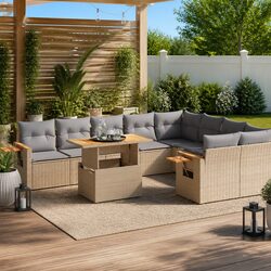 Warm and Practical 10 Piece Beige Sofa Set for Outdoors