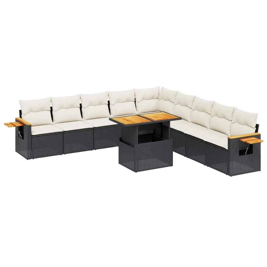 Garden Sofa Set 11 Piece Outdoor Furniture Modular Black PE Rattan