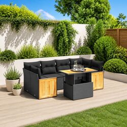 Warm and Reliable 7 Piece Black Garden Sofa Set