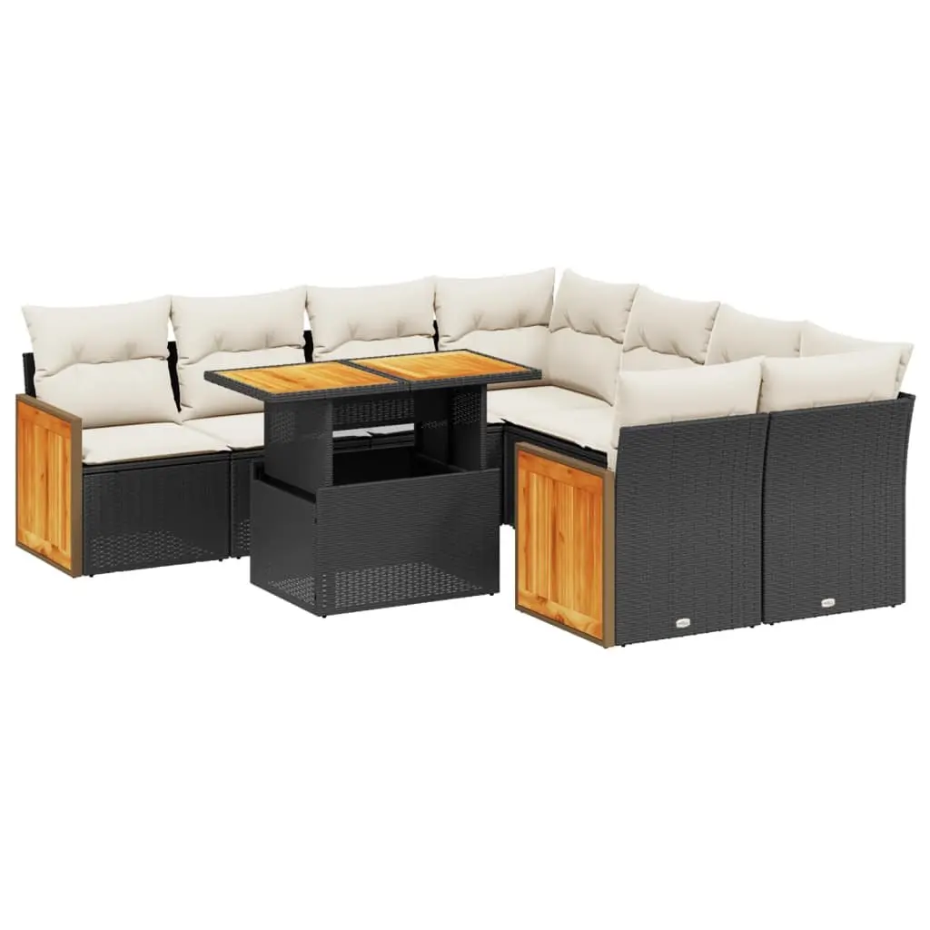 Garden Sofa Set 9 Piece Outdoor Furniture Patio Rattan Lounge Black