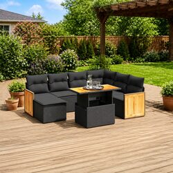 Comfortable 8-Piece Modular Garden Sofa Set in Black