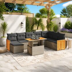 Comfortable 9 Piece Grey Rattan Sofa Set for Your Patio