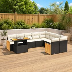 Durable and Stylish 10 Piece Garden Sofa Set in Black