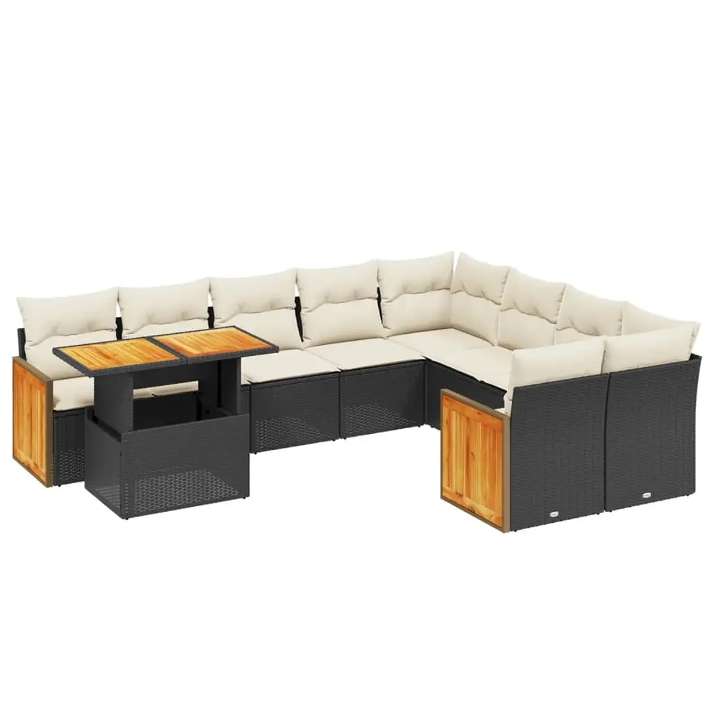 10 Piece Garden Sofa Set in Black