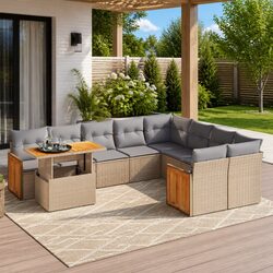 Durable and Comfortable 10 Piece Garden Sofa Set in Beige