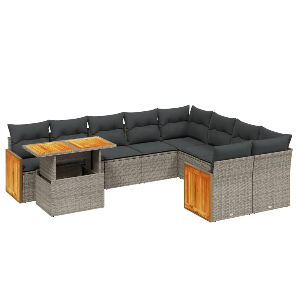 Garden Sofa Set 10 Piece Outdoor Furniture Grey Rattan Modular Sectional