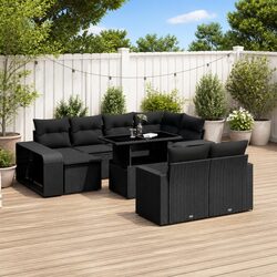 Value-Rich 11 Piece Black Garden Sofa Set
