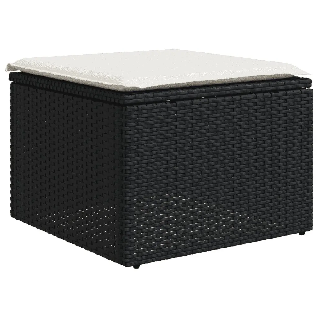 11 Piece Outdoor Garden Sofa Set Black Poly Rattan Furniture with Cushions